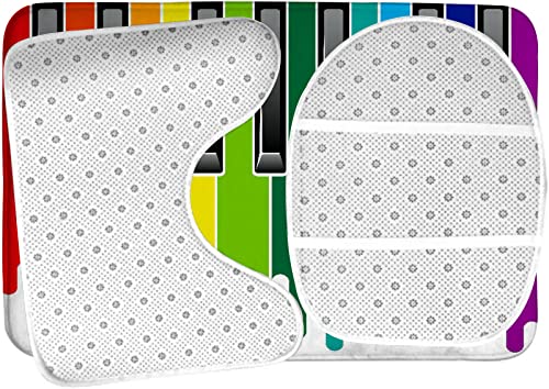 Badezimmerteppich-Set, 3-teilig, Regenbogenfarben, Farbflüsse, Klaviertastatur, waschbare Badeteppiche, rutschfest, mit Rückenpolster, Konturteppich und Toilettendeckelbezug – Bild 6