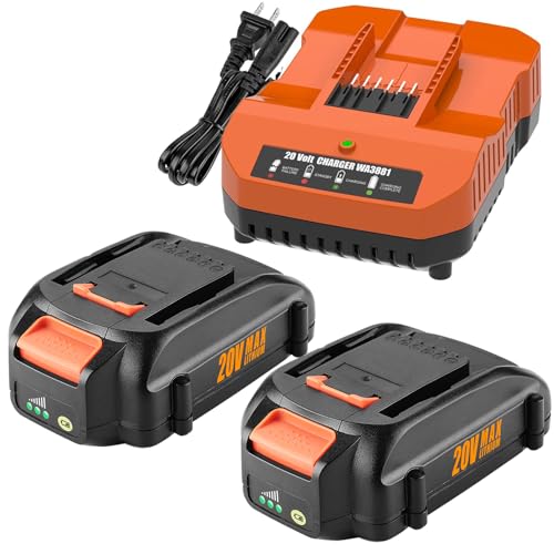 ANTRobut 2 Pack 3.5Ah Replacement for Worx 20V Battery and Charger Compatible with Worx Battery 20V WA3525 WA3575 WA3520 WG151s WG155s WG545s