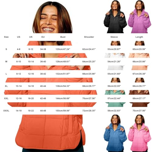 Quilted Jackets for Women Pullover Puffer Jacket Womens Quarter Button Lightweight Warm Winter Down Plus Size3