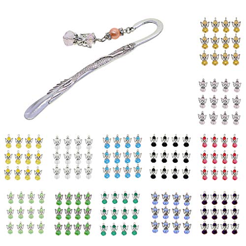 Fenteer 12 Pieces Alloy Filigree Hollow Charms Pendant With Crystal Glass Beads Dangle Charm Pendants Jewelry Crafts Bulk, Pink #TOP4
