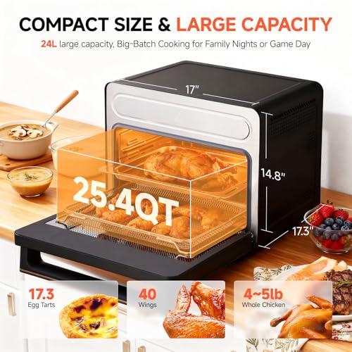 Image of OUNIN 24L Steam and Air Fryer Combo Countertop Oven,11-in-1 Convection Baking and Steam,Bake,Broil,Dehydrate,304 Stainless Steel,Fast Cooking with Precise Electronic Temperature Control,for Gifting