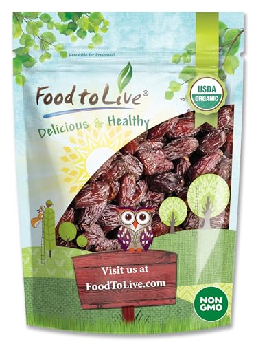 Food to Live Organic California Medjool Dates, 1 Pound – Soft & Juicy Nature's Candy. Non-...