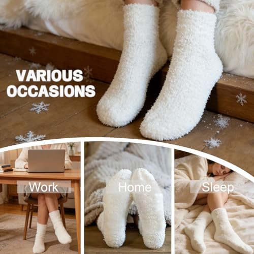 Image of 6 Pairs Women Fuzzy Socks Microfiber Warm Winter Sleep Fluffy Socks