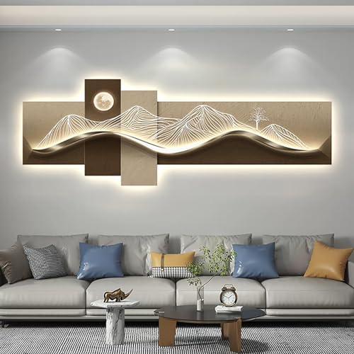 Modern Home Decor Landscape Wall Sculpture,3D Relief LED Decorative Painting