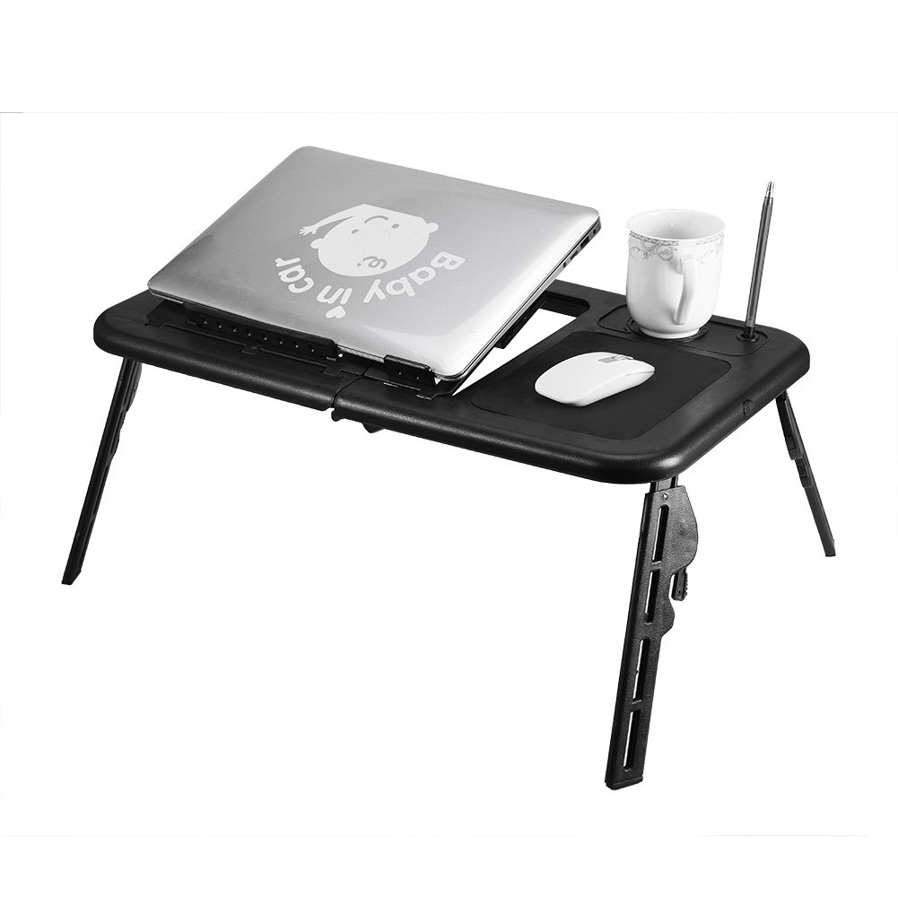 lyrlody Mesa Portátil para Ordenador Portátil con ángulo Ajustable, Mesa de Ordenador Portátil ABS para Cama o sofá, Escritorio Plegable para Alimentos o Bebidas