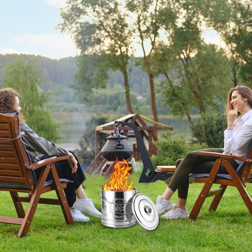Verbrennungstonne Gartenbehälter Edelstahl Feuerbehälter Hitzeresistente Brandbehälter Luftentlüftung Garten Verbrennungsbehälter Hochleistungs mit Griff und Feuerhaken für Gartenblätter Papierholz – Bild 6