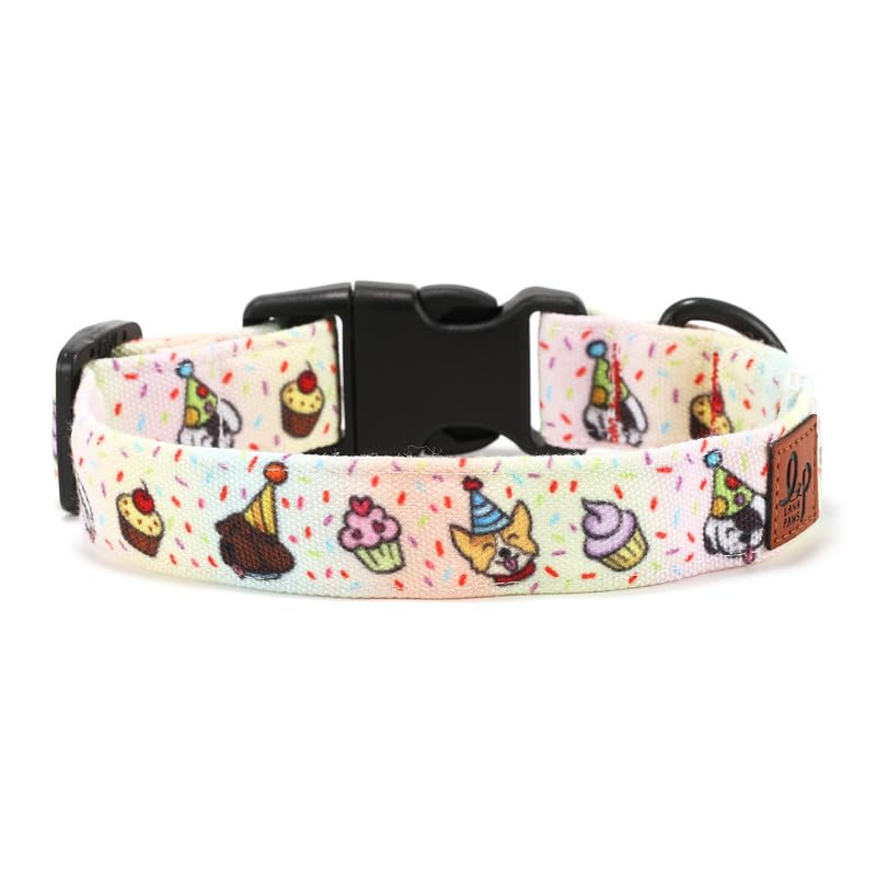 Image of Lana Paws Polycotton Party Animal Skin-Friendly, Fabric Dog Collar Belt, Large, Adult Labradors, Golden Retrievers & Similar, 24 x 1.5 inch