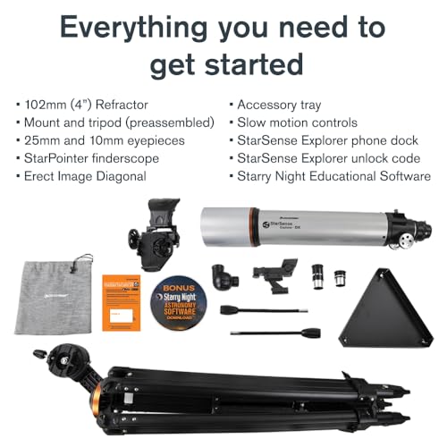 Image of Celestron StarSense Explorer DX 102AZ App-Enabled Telescope - 102mm Refractor with Smartphone Dock & StarSense App - iPhone & Android Compatible - Easy-to-Use for Beginners