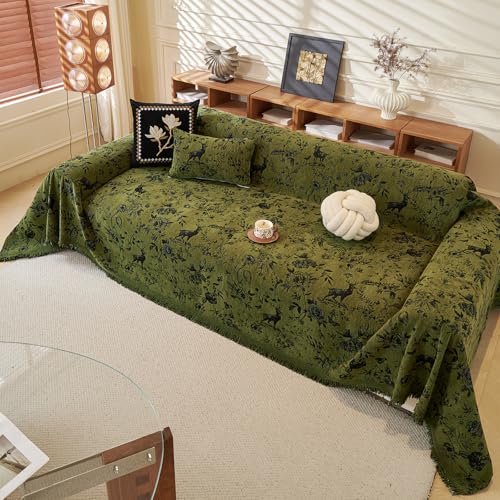 ROOMLIFE Green Sofa Cover, Vintage Boho Couch Cover for 3