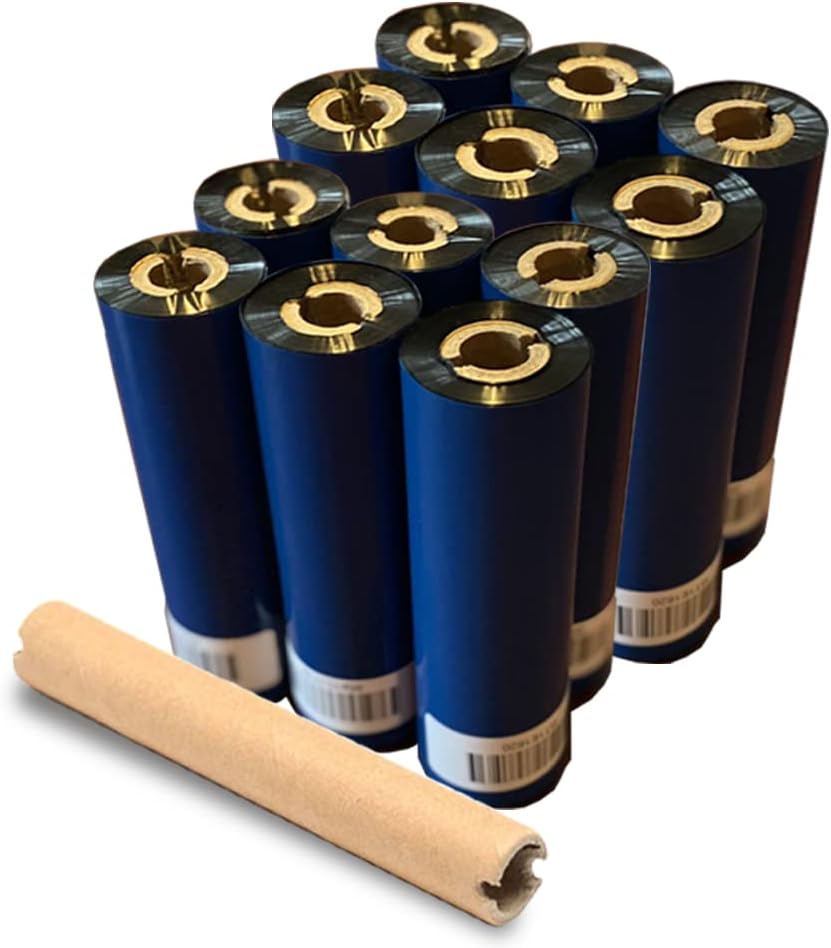 Wolfbarco 12 Rolls Resin-Enhanced Wax Ribbons 4.33" x 243'