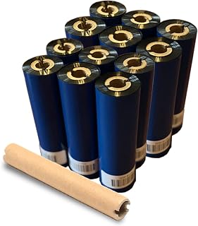 12 Rolls Wolfbarco 4.33" x 243' (110m x 74m) Black Premium Resin-Enhanced Wax Thermal Transfer Ribbon Compatible with Zebra GC420t, GK420t, GX420t, GX430t, TLP2442, TLP2844, ZD220, ZD4 printers