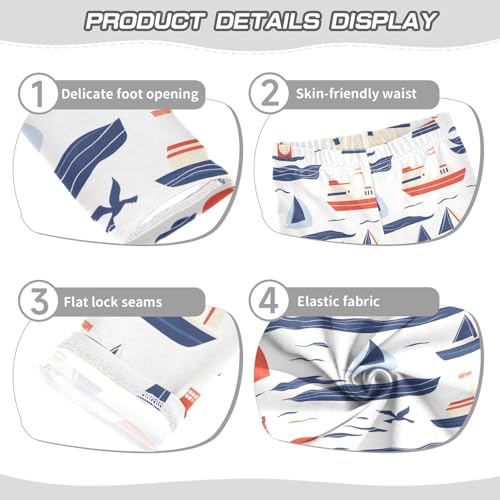 ALAZA Girls' Leggings Children's Yoga Pants Skinny Printed Dance Sailboats Comfortable 4T2