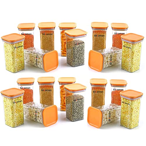 Solomon Plastic Kitchen Fridge Container Transparent Jar Airtight Food Grade Quality Product Used for Daily Storage Spices Dryfuit Tea Salt 1100ml (Pack of 20 Orange) Solomon Plastic Kitchen Fridge Container Transparent Jar Airtight Food Grade Quality Product Used for Daily Storage Spices Dryfuit Tea Salt 1100ml (Pack of 20 Orange)