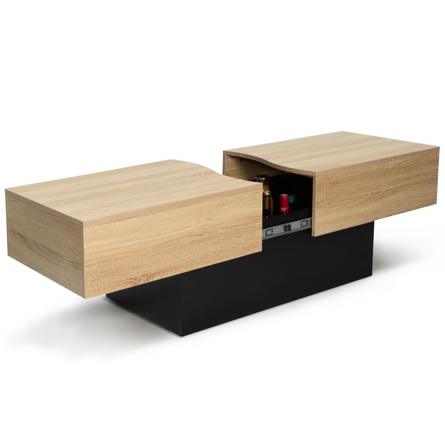 IDMarket - Table Basse coulissante Marta Noir et Bois