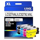 LC527 LC527VAL - Cartucce multipack compatibili con LC 527 LC-527 XL per Brother MFC-J4350DW J4550DW 4350DW 4550DW 4350 4550 (4 confezioni di nero, ciano, magenta, giallo)