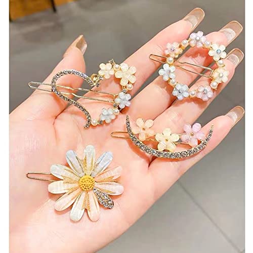 8 Pieces Vintage Flower Hair Pins Handmade Flower Hair Barrettes For Metal Gold Tone Hairpins Colorful Floral Design Hair Clips Women Girls Hair Accessories Jewelry Accessory #TOP2