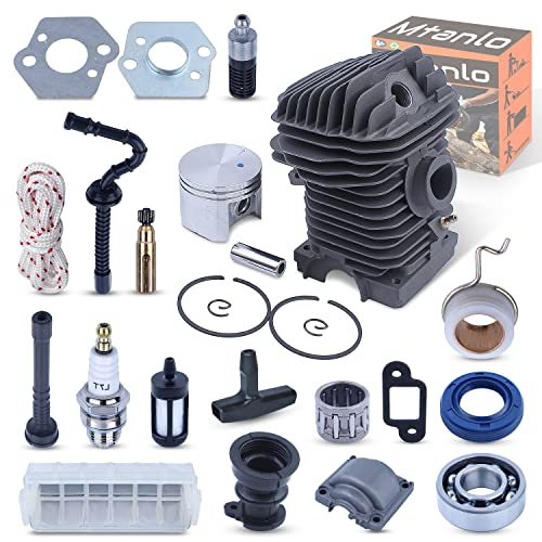 Mtanlo Kolbenzylinder für Stihl Ms250 Ms230 025 023 Motor, 42,5 mm Zylinder, Kolben mit Stift, Clip, Deckel unten, Nadellager 1123 020 1209 1123 021 2500