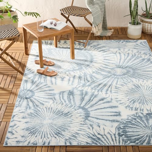 Image of Tommy Bahama Shibori Summer Tie Dye Indoor Outdoor Area Rug, Tie Dye Modern Design, UV Fade Resistant, Blue /Dark Blue /Ivory, 7'10 inchx10'2 inch