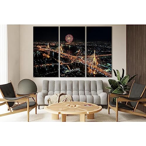 Bangkok Fireworks Night Cityscape №SL360 pour transformer votre salon avec un tableau XXL