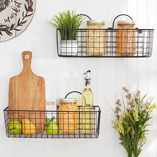 Dii Farmhouse Vintage Décor, Wire Wall Basket, Medium, Black, 2 Piece #TOP4