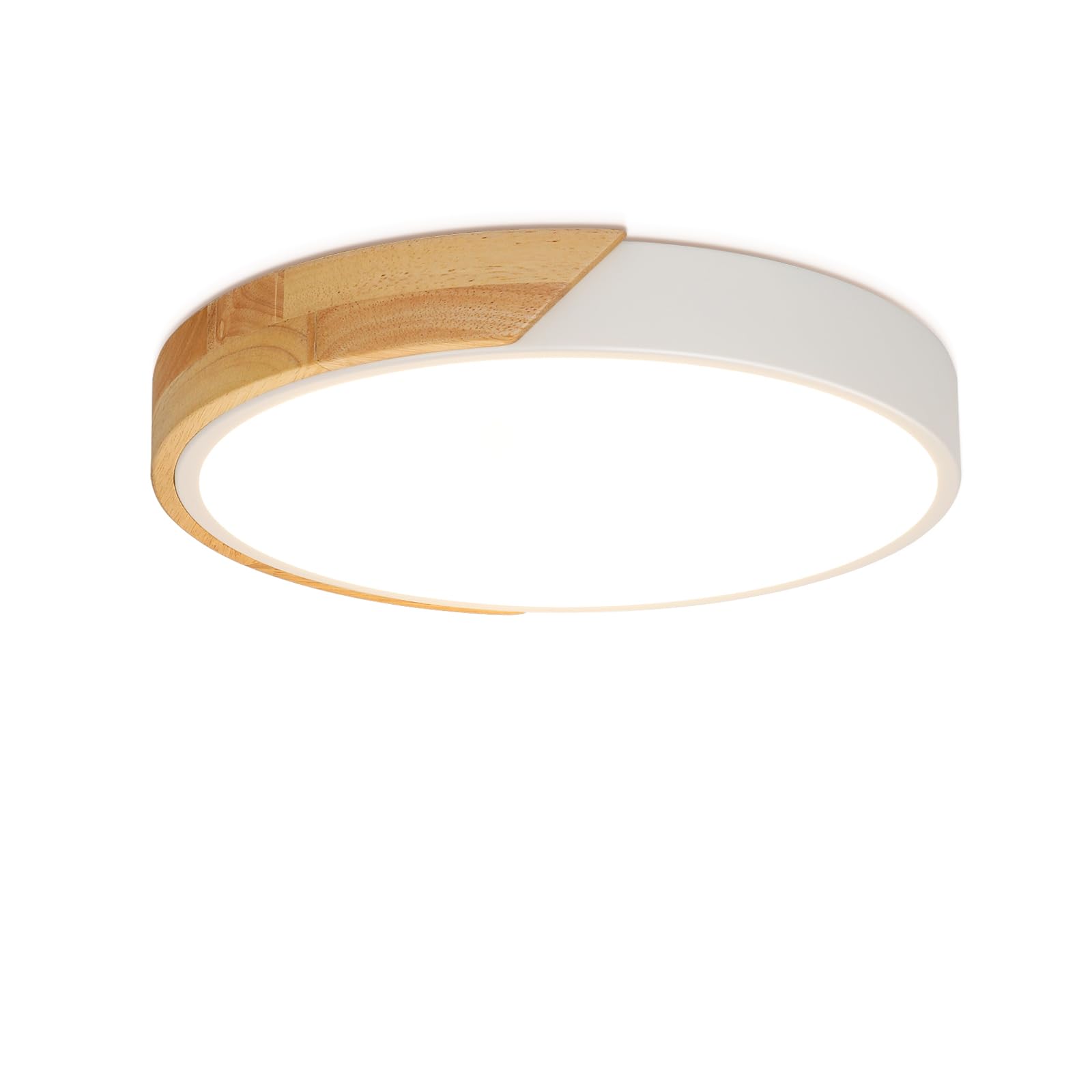 Kimjo 24W Lámpara LED Techo Redonda, φ30cm Plafones para Techo Madera, 3000K Moderno Plafon LED Blanco, 2400LM Luz Techo para Oficinas, Salones, Dormitorios, Cocinas, Pasillos