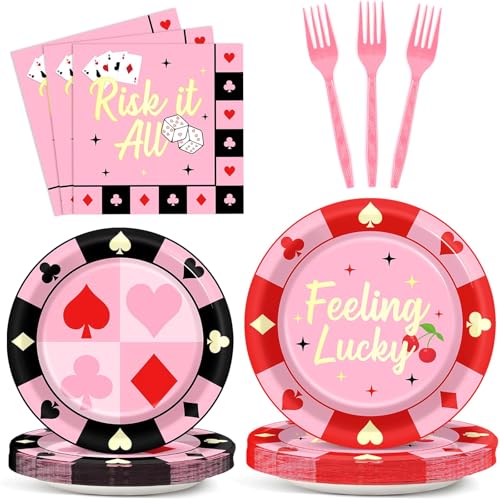 Casino Night Paper Plates & Napkins Set for 24 Guests