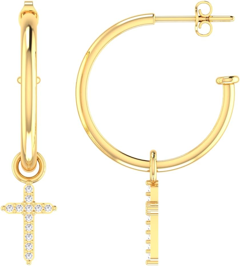 Women 14K Yellow Gold Hoop Earrings Shiny 13mm Round Push Back Lightweight Fine Jewelry Gift For Wedding Party Anniversary Valentine's day