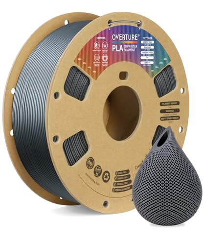 Image of OVERTURE PLA Filament 1.75mm PLA 3D Printer Filament, 1kg Cardboard Spool (2.2lbs), Dimensional Accuracy + /- 0.02mm, Fit Most FDM Printer (Space Gray)