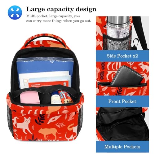 Sac à dos avec trousse à crayons rouge multicolore pour ado - 3