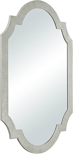 Miniatura 6 de Gabrielle Arch - Espejo de pared rectangular decorativo con marco de madera de hoja plateada brillante de 28 pulgadas de ancho para baño,