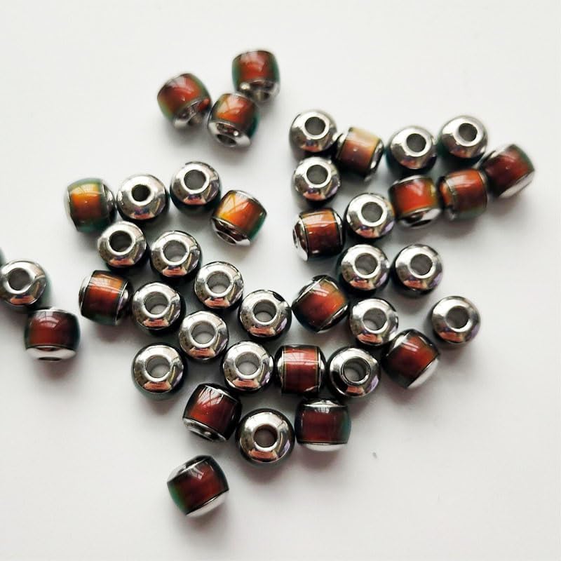 Miniatura 5 de 15 cuentas europeas de estado de ánimo que cambian de color por detección de temperatura, cuentas espaciadoras de barril de agujero grande con