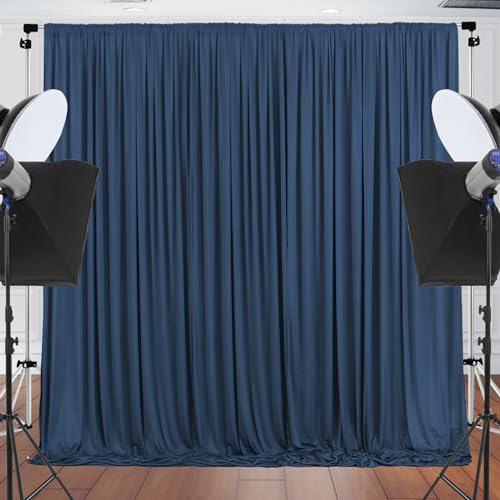 Image of 10x10 Navy Blue Backdrop Curtain for Wedding Birthday, Wrinkle-Free Polyester Fabric Navy Blue Backdrop Drapes for Baby Shower Parties Photo Photography Decoration 5ft x 10ft,2 Panels