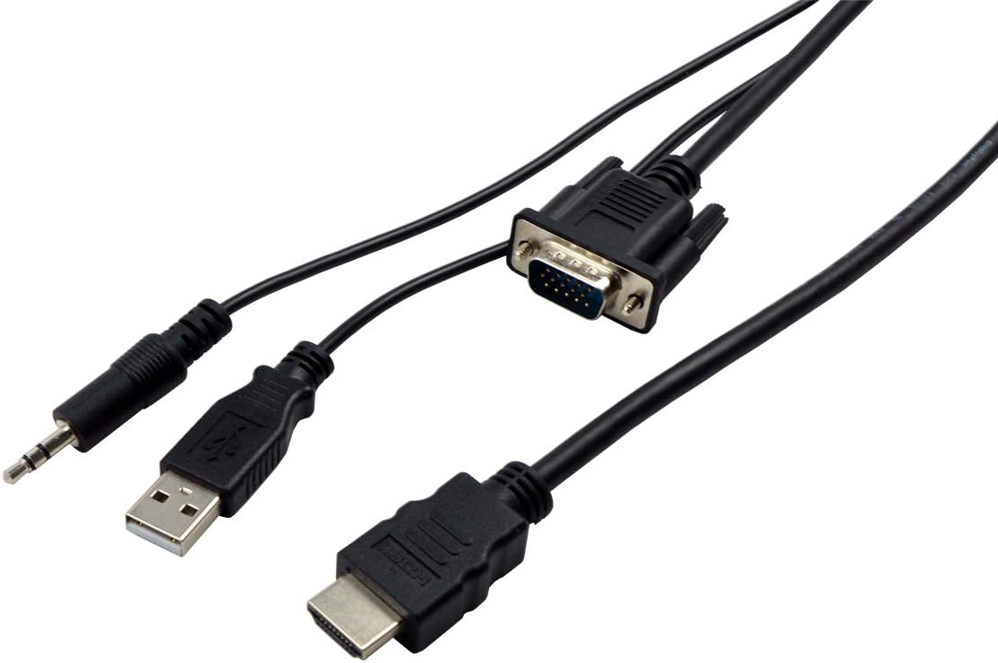 VisionTek VGA to HDMI Active Adapter w/ Audio, 5 Feet, Male to Male, for Computer, Desktop, Laptop, PC, Monitor, Projector, HDTV, and more (900824)