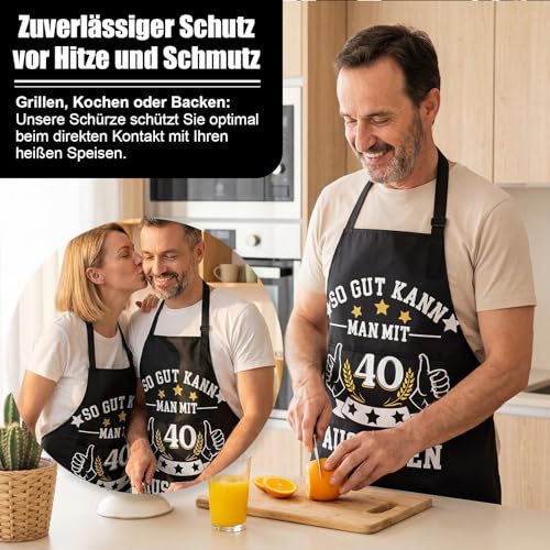 Livdouyu 40 Geburtstag Geschenk Männer Kochschürze Herren Grillschürze Lustig Geschenke zum 40 Geburtstag Mann 40. Geburtstag Schürze Damen Geschenkideen Geburtstagsgeschenk