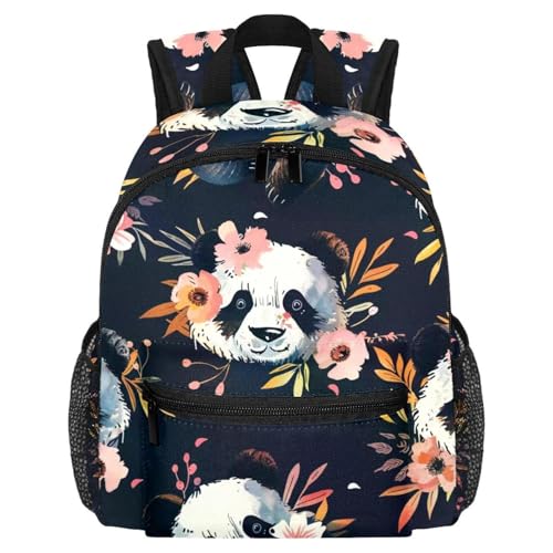 Sac à dos d'école résistant aux déchirures avec imprimé panda floral sans couture