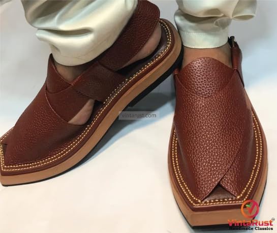 Handmade Kaptaan Chappal, Pure Leather Dotted Textured Sandals, Traditional Peshawari Chappal4