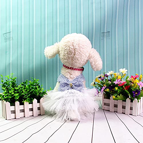 Dog Spring Summer Dress,Fashion Striped Mesh Sweet Puppy Pet Dress Skirt For Dogs Princess Dresses #TOP2