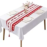 caminos de mesa a crochet con flores 【Amplia aplicación】: los caminos de mesa rojos se pueden usar para decorar mesas de comedor, mesas de café, gabinetes de TV, zapateros, etc., y son artículos para la decoración navideña en hogares, restaurantes, cafeterías, hoteles.