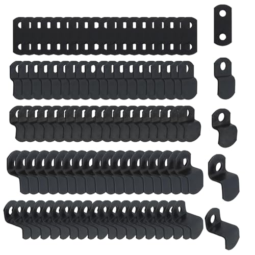 Image of 100pcs Black Offset Canvas Clips Metal Photo Frame Clips Mirror Clamps Heavy Duty Offset Mirror Clips for Picture Frame Painting Blackboard, with Screw (20 pcs Each 0 /0 inch, 1 /8 inch, 1 /4 inch 3 /8 inch 1 /2 inch)