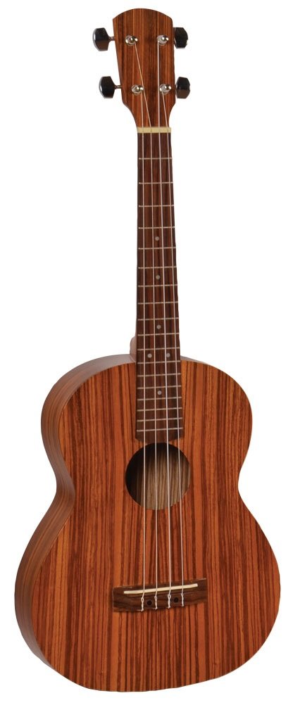 Ukulele Baritono Zebrano Top Corpo Zebrano Made in Europe Tavola Fondo Fasce Zebrawood Tastiera in Palissandro