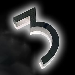 Backlit Illuminated LED Address Number Plaque 18", Modern Illuminated House Numbers For Outside, Steel Lighted House Number, Light Up Address Numbers,3