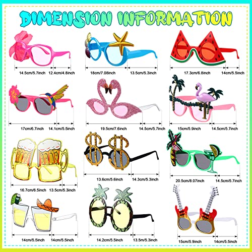 24 Pcs Hawaiian Luau Tiki And Beach Theme Party Supplies,12 Plastic Coconut Cups With Hibiscus Straws And Lids, Plus 12 Assorted Luau Party Sunglasses Tropical Fancy Dress Props For Kids And Adults #TOP2
