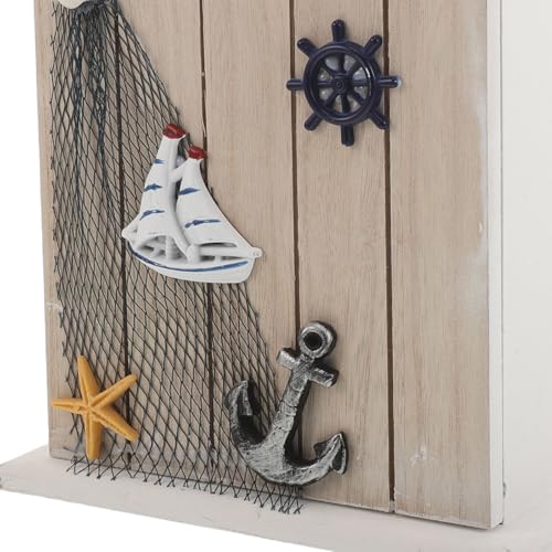Caja de llaves de madera mediterránea grande para pared de hogar 5