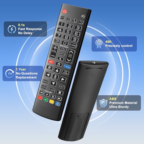 Image of Universal Backlit Remote for LG Smart TV Remote Control Replacement | for All LG TV Remote | Touch-Activated Soft Backlight, Gentle Light Protects Eyes at Night | 1-Year Warranty