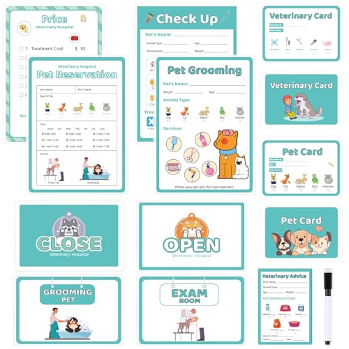8 PCS Pretend Play Vet Kit Animal Care Pretend Play Pretend Play Veterinarian Supplies Pretend Vet Notepad Kids Double-Sided Imagination Playtime Pads Doctor 30 Pages with Pen for Toddler