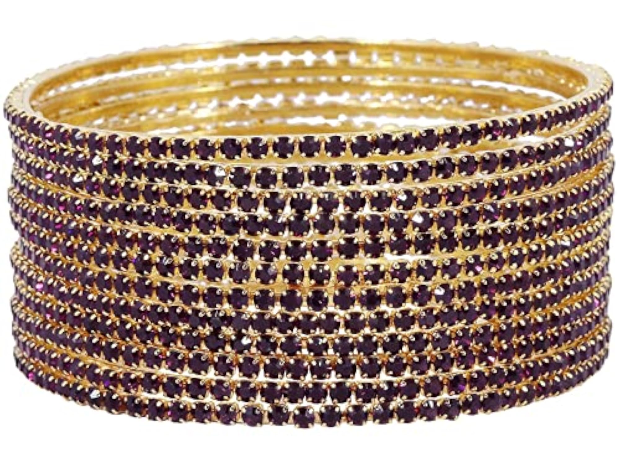 Zircon Gemstone Studded Bangle Set For Girls, Pack of 12