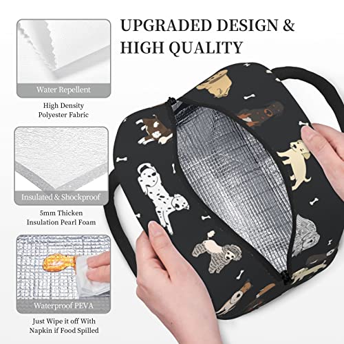 Fiokroo Lunch Bag Insulated Puppy Dogs Cute Animals Lunch Box Cartoon Pets Reusable Lunch Tote Bag For School Work College Outdoor Travel Picnic, 10L #TOP2