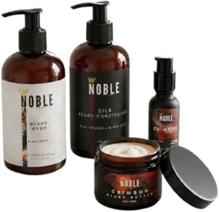 Noble Beard Care System 4-Piece Set – Deep Conditioning, Hydrating & Non-Greasy Beard Grooming Kit (NAKED BEARD CARE SYSTEM - Fragrance-Free W/Leave In)
