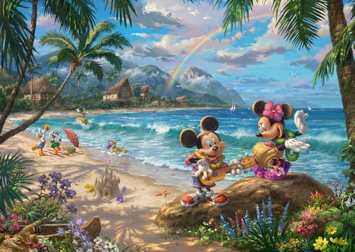 Schmidt Spiele 57528 Thomas Kinkade, Disney, Mickey y Minnie en Hawái, 1000 Piezas Puzzle,...