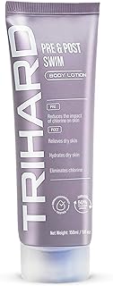 TRIHARD Chlorine Defense Body Lotion for Swimmers, Protects and Hydrates Sensitive Skin from Pool and Ocean, Pre and Post Swim Chlorine Protection from Hard Water and Chemicals